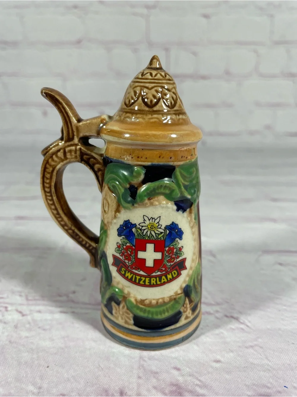 Vintage Switzerland Ceramic Beer Stein Salt and Pepper Shaker Pair